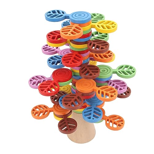 Montessori-Spielzeug, 56 Stück Linde helle Farben Balance Spiel Gebäude Spielzeug Hände auf Gehirn Übung Stack Rainbow Trees Kunststoff Stack Blöcke für Kinder ab 3 Jahren von Focket