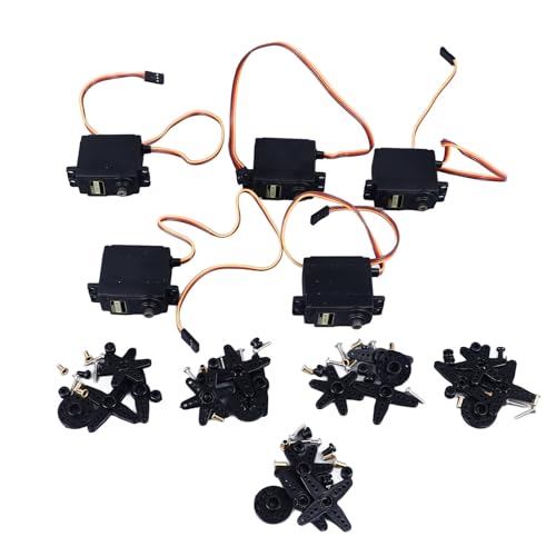 5 Sätze 55G Mikro-Servomotor, RC-Servo mit Hohem Drehmoment, Digitaler Servomotor und Arme, Analoger Servomotor mit Kunststoffgetriebe für RC-Roboterarm, Hubschrauber, Flugzeug von Fockety