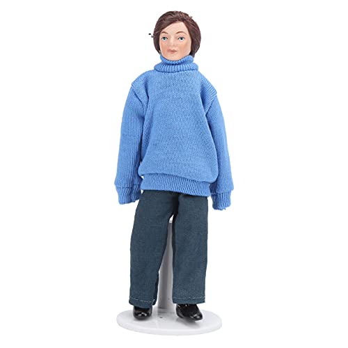 Dollhouse People, 1:12 Blauer Pullover, Mystery Boy, Porzellanpuppen, Actionfigur, lustige Überraschung, glückliche Familie, exquisites Sammlerstück, Kinderspielzeug für von Fockety