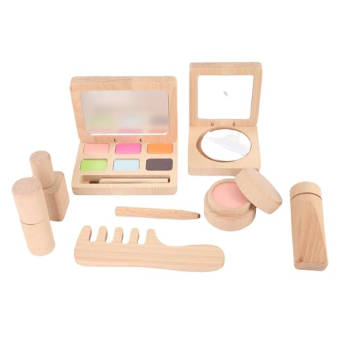 Fockety Make-up-Spielzeugset aus Holz für Mädchen, Kosmetikspielzeug aus Holz mit Reinigungsschaumbürste und Kamm, lustiges Simulations-Kosmetik-Make-up-Set für Kinder Fockety Make-up-Spielzeugset aus Holz für Mädchen, Kosmetikspielzeug aus Holz mit Reinigungsschaumbürste und Kamm, lustiges Simulations-Kosmetik-Make-up-Set für Kinder von Fockety