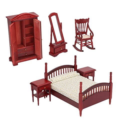 Fockety Mini House Furniture, 6pcs 1/12 Skala Holzklassiker Klassisches Miniatur -Schlafzimmer -Set und Haarstylingzubehör, Puppenhaus Miniaturmöbel für Kinderschlafzimmer Set Babykinder Spielen Fockety Mini House Furniture, 6pcs 1/12 Skala Holzklassiker Klassisches Miniatur -Schlafzimmer -Set und Haarstylingzubehör, Puppenhaus Miniaturmöbel für Kinderschlafzimmer Set Babykinder Spielen von Fockety