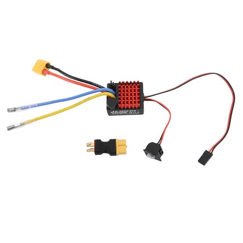 Fockety RC Car 60A Brushed ESC, Elektrischer Geschwindigkeitsregler mit XT60-Stecker, RC Car ESC Ersatz-Upgrade-Teil für RC Truck Car Boat Motor, 540, 550, 750 Brushed Motor von Fockety