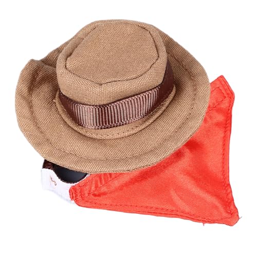 Fockety Reptilien-Cowboyhut aus Weichem Material, Bequeme Haustierkappe und Bandana-Set, Halloween-Eidechsenkostüm für Kleine Hunde, Hamster mit Niedlichem, Modischem Reptilien-Lätzchen, von Fockety