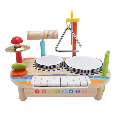 Hölzernes Baby Musical Toy, Piano Instrument für Kleinkinder 1-3, Bildungslernen Xylophon-Set mit Rack, Montessori-Musikspielzeug mit Boho Percussion für 3+ von Fockety