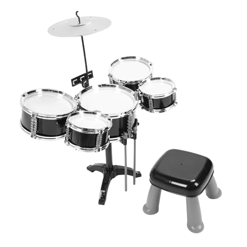 Kinder-Schlagzeug-Set, Pädagogisches Kleinkind-Jazz-Schlagzeug, Vorschul-Spielzeug-Schlagzeug-Set für Kinder mit Hocker und 5 Trommeln, Percussion-Musikinstrumente, Spielzeug von Fockety