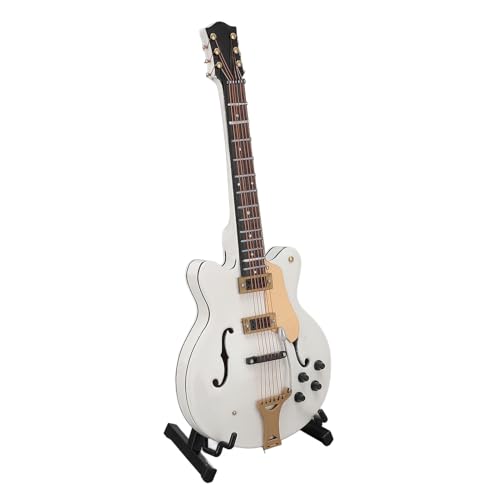 Miniatur-Gitarrenmodell, Miniaturgitarre aus Holz mit Ständer, Gitarrenmodell aus Holz, Musikornamente, Miniatur-Puppenhausmodell, Musikinstrumentenmodell für Heimdekoration von Fockety