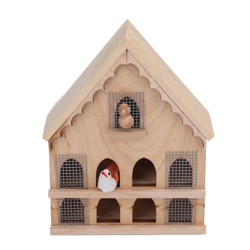 Puppenhaus Vogelhäuser Im Maßstab 1:12, Hölzernes Puppenhaus mit 2 Vögeln und 1 Aufkleber, Miniatur Vogelhaus, Tierfamilie, Haustiere, Holzpuppenhaus, Dekoration für von Fockety