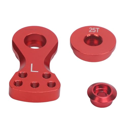 RC 25T Servo Saver, Aluminium Einstellbares Hi Torque Servo Saver Set für 1/10 RC Car Crawler SCX10 Capra RC Bootsteile, Ferngesteuertes Fahrzeug (Rot) von Fockety