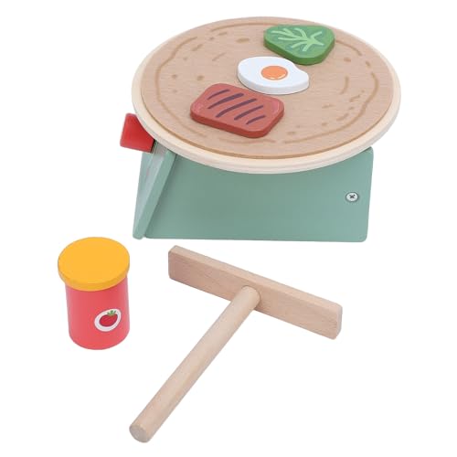 Spiel Essen Set, 7 teiliges Holz Lebensmittelspielzeug für Kinder, Rollenspiel Essen, Küchenzubehör, Pfannkuchen Spielküchen Set, Frühstücks Spielset für Kinder, Kleinkinder, von Fockety