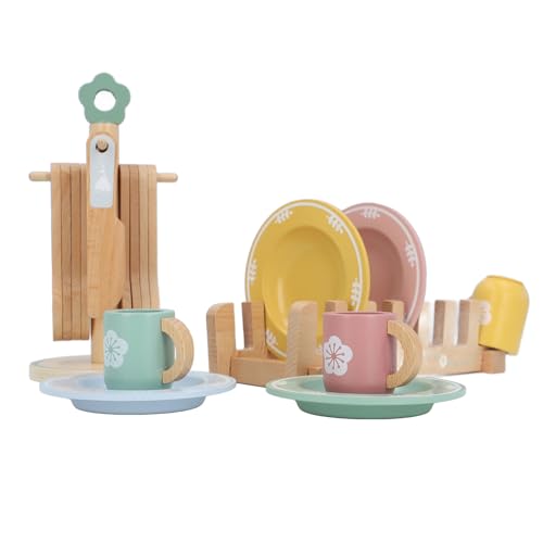 Spiel Essen Sets für Kinderküche, 25 teiliges Holz Spiel Essen Toaster Spielzeug, Spielset für Kinder, Brotbackautomat Spielzeug, Montessori Rollenspiel Essen Küchenzubehör für von Fockety