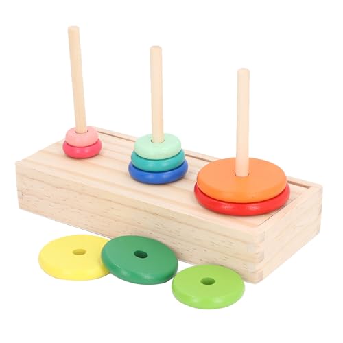 Turm von Hanoi, 10 Ringe Holzpuzzlespiel Denksportaufgabe, farbenfroher zehnstöckiger Turm von Hanoi aus Holz, logisches Puzzle Denksportaufgabe, geistiges Spielzeug für Kinder von Fockety