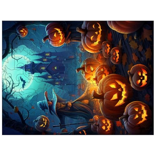 Foeirp Horror-Puzzles für Erwachsene Halloween | Herausforderndes Puzzle für Spieleabende | Urlaubspuzzles, 3D-Spukhaus- , Fledermaus, Grab Themenpuzzles für Mädchen von Foeirp