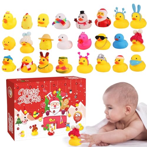 Foeirp Weihnachts-Quietschenten,Weihnachtsparty-Geschenke Gummi-Enten - Duschente Badespielzeug Verschiedene Gummienten,24 x Badespielzeug aus Gummi mit verschiedenen Weihnachtsenten für die von Foeirp