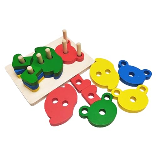 Sortierspielzeug aus Holz | Erkennungs-Staplerspielzeug | Pädagogische Sinnesspielzeuge | Lernspielzeug für Vorschulkinder, hölzerner Farbsortierstapler, bärenförmiger Lernstapler, hölzernes Farberken von Foeirp