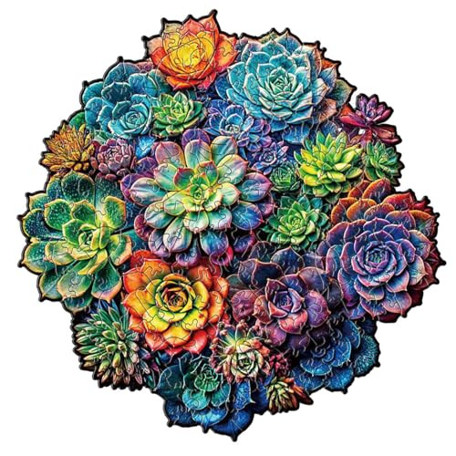 Vibrant Flower Jigsaw Puzzle | Wooden Floral Assembly Toy | Interactive Succulent Plant Puzzle for All Ages | Enhance Critical Thinking and Enjoy Quality Family Time Together von Foeirp