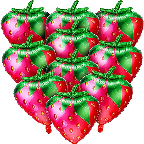 Foemey 10 Stück Luftballons mit Erdbeere, weich, Erdbeere, Mylar-Folie, Luftballons, für Mädchen, Erdbeere, Geburtstagsfeiern von Foemey