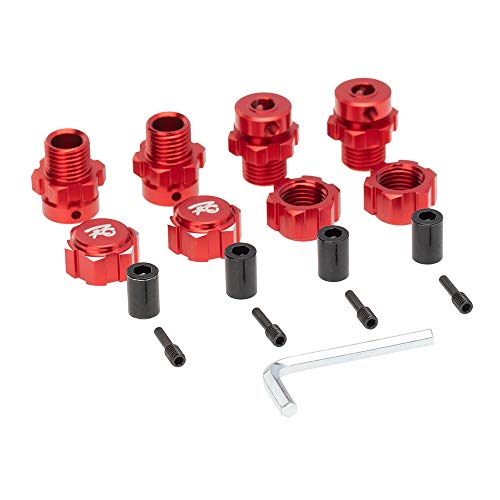 Foemey 4 Stück 17 mm Adapter Sechskantmuttern Radnaben geriffelt, Verlängerung für 1/10 E-Summit RC Autoteile, Rot von Foemey