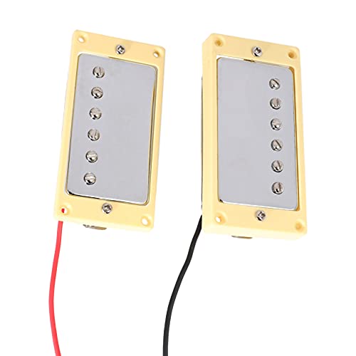 Foemey Pickup-Set Humbucker Doppelspule E-Gitarre Pickup NeckandBridge Chrom mit Gitarre Lp Fit Rahmen Gelb von Foemey