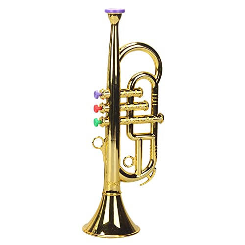 Foemey Trompete, 3 Töne, 3 farbige Tasten, Simulation, Mini-Musikinstrumente für Kinder, Geburtstagsfeier, Spielzeug, Gold von Foemey