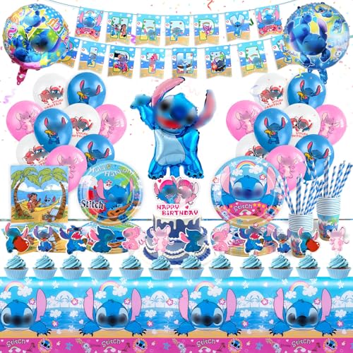 110 Stück tch Partygeschirr Kindergeburtstag Party Deko Geburtstagsdeko Geburtstag Geschirr Kit Geburtstagsdeko Partygeschirr Luftballon Banner Pappteller Pappbecher Geburtstagsdeko für Kinder von Foesihep