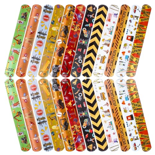 Foesihep 24Pcs Schnapparmband Kinder, Dinosaurier Einhorn Cartoon Tier Engineering Fahrzeug Person Schnapparmband von Foesihep