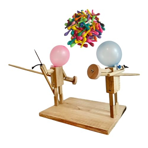 Fogcroll Luftballon-Bambus-Mann-Kampf-Holzzaunspielzeug, handgefertigte Holzzaunpuppen, für 2 Spieler, 30 cm x 5 mm, geeignet für Familientreffen von Fogcroll