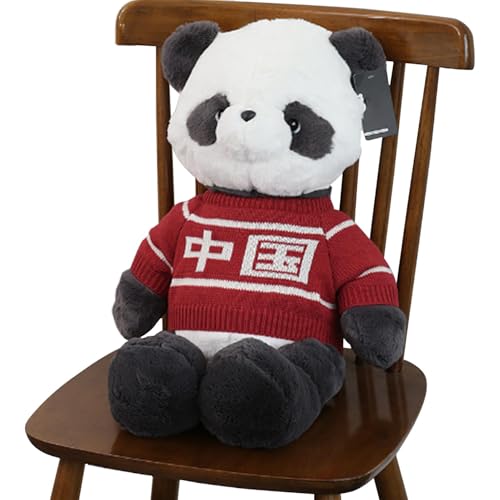 Fogukier Chinesische Panda-Plüschpuppe, Panda-Schlafkissenpuppe | Niedliches Panda-Plüschtier - Raumdekor-Schlafkissen mit Pullover für Weihnachten und Geburtstag von Fogukier