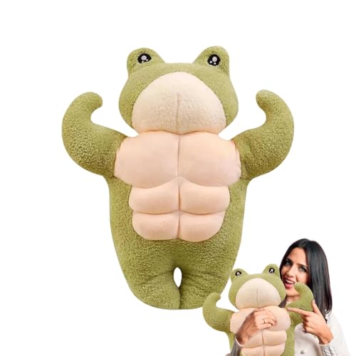 Fogukier Plüschfrosch, Froschkissen | Big Eyes Muscle Frog Toys Lustige Kuscheltiere,Weiches Froschspielzeug, Plüschtiere für Kinder, Familie, Freunde, Zuhause, Schlafen von Fogukier