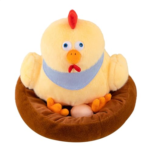 Fogukier Plüschhuhn, Hühnerplüschpuppe - Nettes Cartoon -Huhn mit Matt - 30 cm/11,81 Zoll kreative Tiersammlerfigur, schlafender Begleiter für Kinder, Kinder und Erwachsene von Fogukier