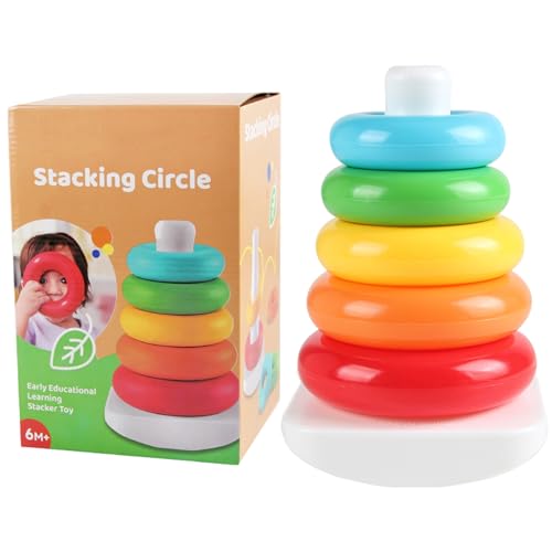 Fogukier Rainbow Stacking Rings Rainbow Toy Stacking Toy for Kids, Ring Stacker Toy,Building Rings Stacker Early Educational Learning Toys for Girls Boys von Fogukier