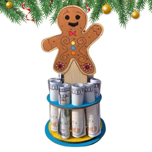 Fogukier Weihnachts-Geldhalter aus Holz für Bargeld,Weihnachts-Geldhalter aus Holz | Zweilagiger Lebkuchen-Geldhalter,Weihnachts-Geldhalter für Bargeld, mehrere Löcher zum Platzieren von Geld, von Fogukier