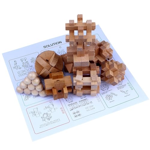 9-teiliges 3D Holz Gehirnspiel Puzzle Entfernen Zusammenbauen Von Schlössern Spielzeug Entwicklung Lernspielzeug Geschenk Für Jungen Und Mädchen Holz Gehirnspiel Puzzle von Fogun