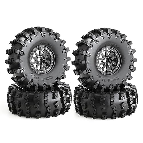 Fogun 4 Stück 2 2 Beadlock 10-Speichen Radfelgen Gummireifen 1/10 Crawler SCX10 RBX10 90048 90018 von Fogun