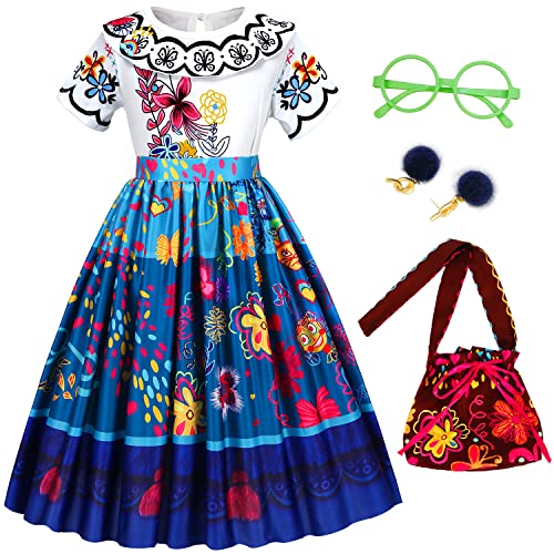 Foierp Encanto Mirabel Kostüm für Mädchen - Isabela Pepa Luisa Cosplay Kleid Kinder Verkleidung für Halloween Party Geburtstag Karneval Princess Kleider Größe von Foierp