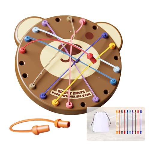 Brainy Knots Seil entwirren Tisch, verdrehtes Seilpuzzlespiel, Seilknoten -Herausforderung Spiel, Puzzle -Sortier -Brettspiel, String -Lösung Zentrale Schnürung Spielzeug (Brown) von Fokayo