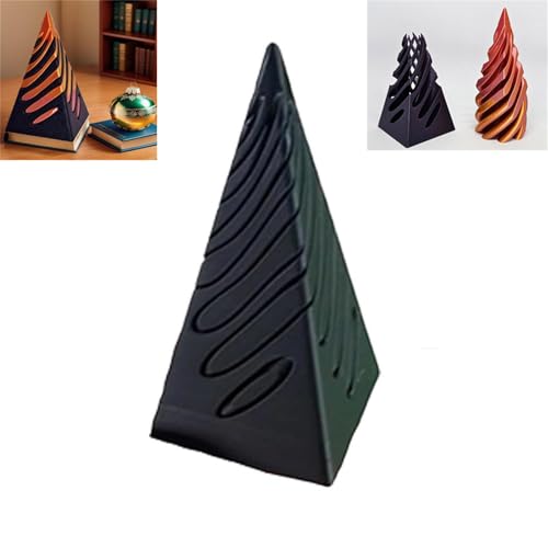 Fokayo Impossible Pyramid Passthrough-Skulptur, 3D-gedruckte Impossible Pyramid Passthrough-Skulptur, 3D-Pyramidenstatue, Helix-Nuss-Spiral-Kegel-Fidel-Fidget-Spielzeug (Black) von Fokayo