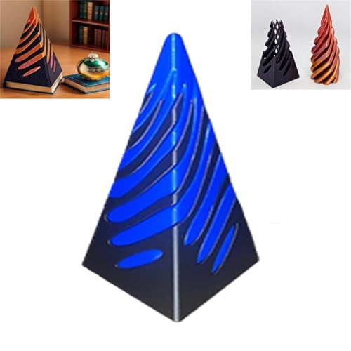 Fokayo Impossible Pyramid Passthrough-Skulptur, 3D-gedruckte Impossible Pyramid Passthrough-Skulptur, 3D-Pyramidenstatue, Helix-Nuss-Spiral-Kegel-Fidel-Fidget-Spielzeug (Blue) von Fokayo