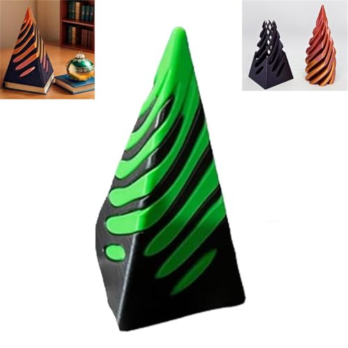 Fokayo Impossible Pyramid Passthrough-Skulptur, 3D-gedruckte Impossible Pyramid Passthrough-Skulptur, 3D-Pyramidenstatue, Helix-Nuss-Spiral-Kegel-Fidel-Fidget-Spielzeug (Green) von Fokayo