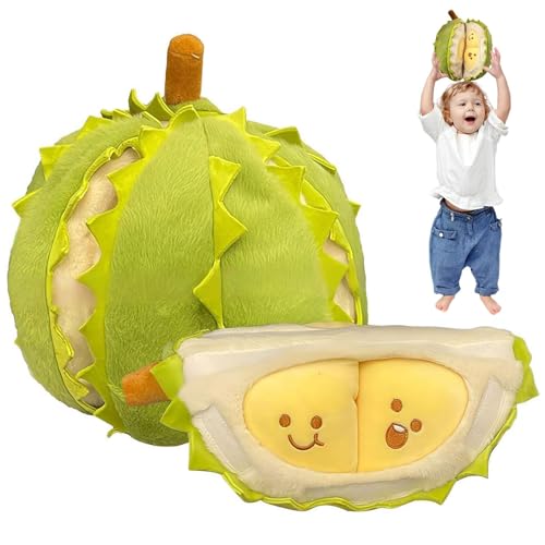 Fokayo Kreatives abnehmbares Durian-Plüschtier, Frucht-Durian-Plüschtier, Durian-Plüschkissen, niedliche schälende Durian-Plüschpuppe, weiche, lebendige Früchte-Puppenplüsch (1pc) von Fokayo