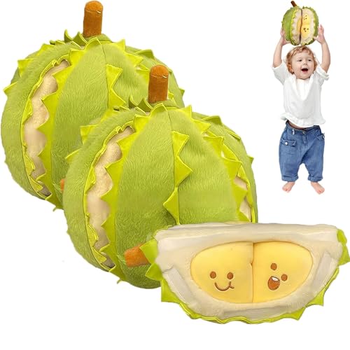 Fokayo Kreatives abnehmbares Durian-Plüschtier, Frucht-Durian-Plüschtier, Durian-Plüschkissen, niedliche schälende Durian-Plüschpuppe, weiche, lebendige Früchte-Puppenplüsch (2pcs) von Fokayo