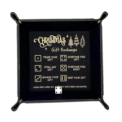 Fokayo Weihnachts-Würfeltablett für Geschenkaustauschspiele, Neuheiten-Würfelspieltablett, „Roll The Dice“-Weihnachtspartyspiele, tragbarer Faltbarer Würfelhalter (Black) von Fokayo