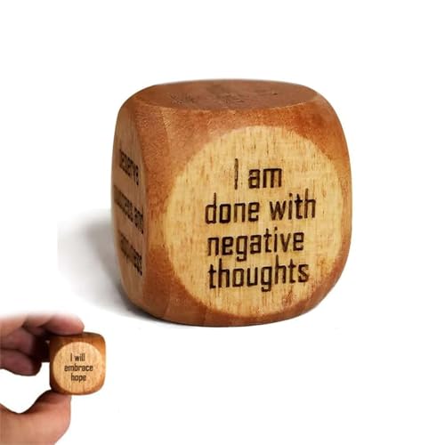 Handgemachte Holzwürfel mit positiver Affirmation, Würfelset mit positiven Affirmationen aus Holz, „I Will Embrace Hope Positivity“, handgemachtes Geschenk (1pc) von Fokayo