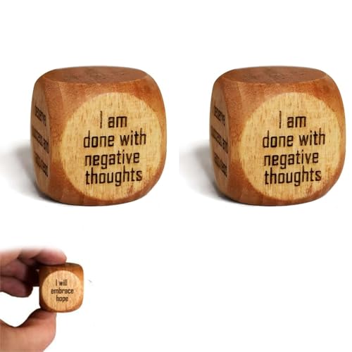 Handgemachte Holzwürfel mit positiver Affirmation, Würfelset mit positiven Affirmationen aus Holz, „I Will Embrace Hope Positivity“, handgemachtes Geschenk (2pcs) von Fokayo