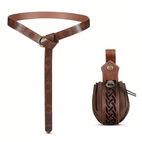 Fokecci Mittelalterlicher wikinger gürtel herren Mittelalterliche Kunstleder Gürteltasche Tasche Renaissance Zubehör für Cosplay Halloween Karneval Zauberer Hexe Kostüm Zubehör von Fokecci