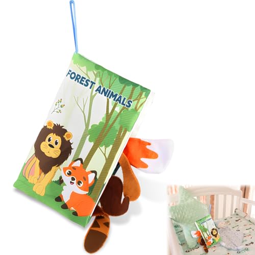 Fokelyi 3D Stoffbuch Baby, Bilderbuch aus Stoff mit Waldtiere, Tiere Fühlbuch BabyJungen&Mädchen Kinder Frühes Lerngeschenk, Wahrnehmungs-Lernspielzeug, Geschenke für Babys von Fokelyi