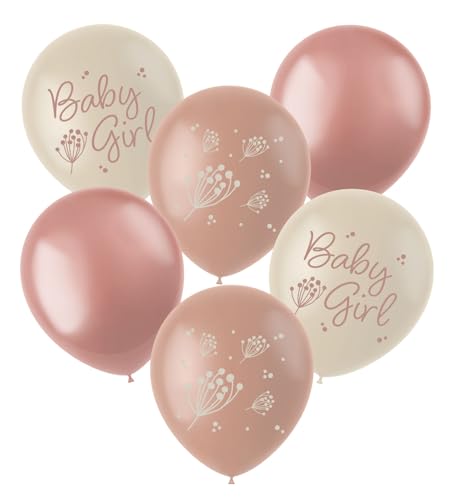 Folat 24995 Baby Shower Deko, Babyparty, Rosa, WeißLatexballons - Blooming Baby Girl - 33 cm - 6 Stück von Folat