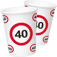 Becher "Verkehrsschild" zum 40. Geburtstag, 8er Pack von Folat