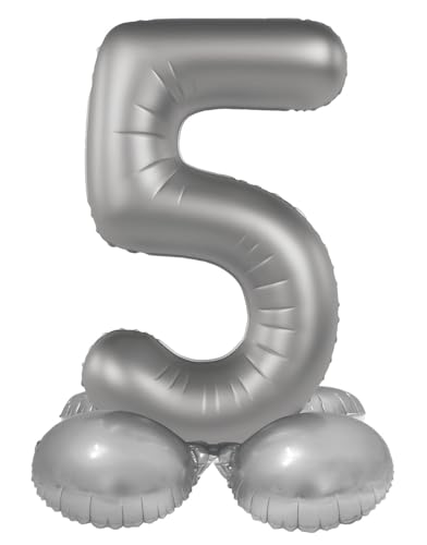 Folat 10595 Luftballon Silber Stehender Folienballon Zahl 5-Moonlight Silver-Satin Gloss-41 cm-Party Deko Ballon für Kinder Geburtstag Jubiläum, kein Helium erforderlich, 41 cm Folat 10595 Luftballon Silber Stehender Folienballon Zahl 5-Moonlight Silver-Satin Gloss-41 cm-Party Deko Ballon für Kinder Geburtstag Jubiläum, kein Helium erforderlich, 41 cm von Folat