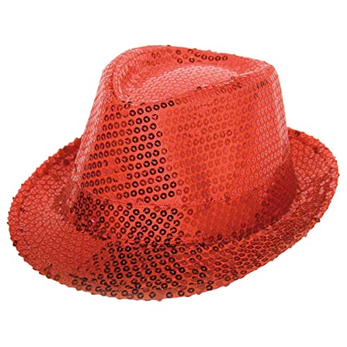 Folat 22537 Michael Jackson Tribly Party Hut Deluxe mit Pailletten, Unisex-Erwachsene, Einfarbig, Rot, Einheitsgröße von Folat