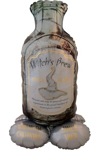 Folat 23886 Deko-Stehender Folienballon-Flasche „Witch's Brew“ – Creepy Curiosities – 95 x 85 cm-Gruseliges Horror Decoration Dekorationen Spukhaus & Halloween Party, Weiß von Folat